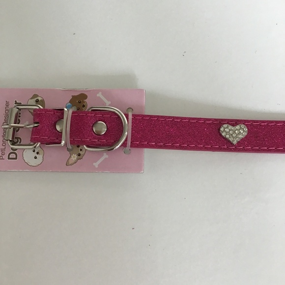 Pet London Barbie pink dog collar with crystal hearts 💕 size M - Picture 5 of 5